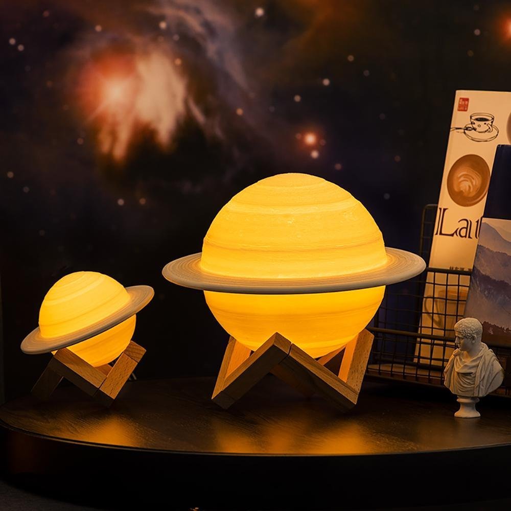 Lampe LED imprimée en 3D saturne - الصورة 2