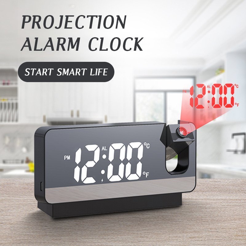 Réveil numérique intelligent avec projecteur 180° TempéRature USB , Snooze - الصورة 4