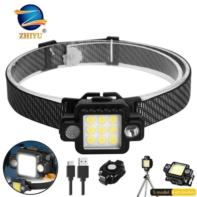 Lampe frontale Portable COB+XPG multifonctionnelle