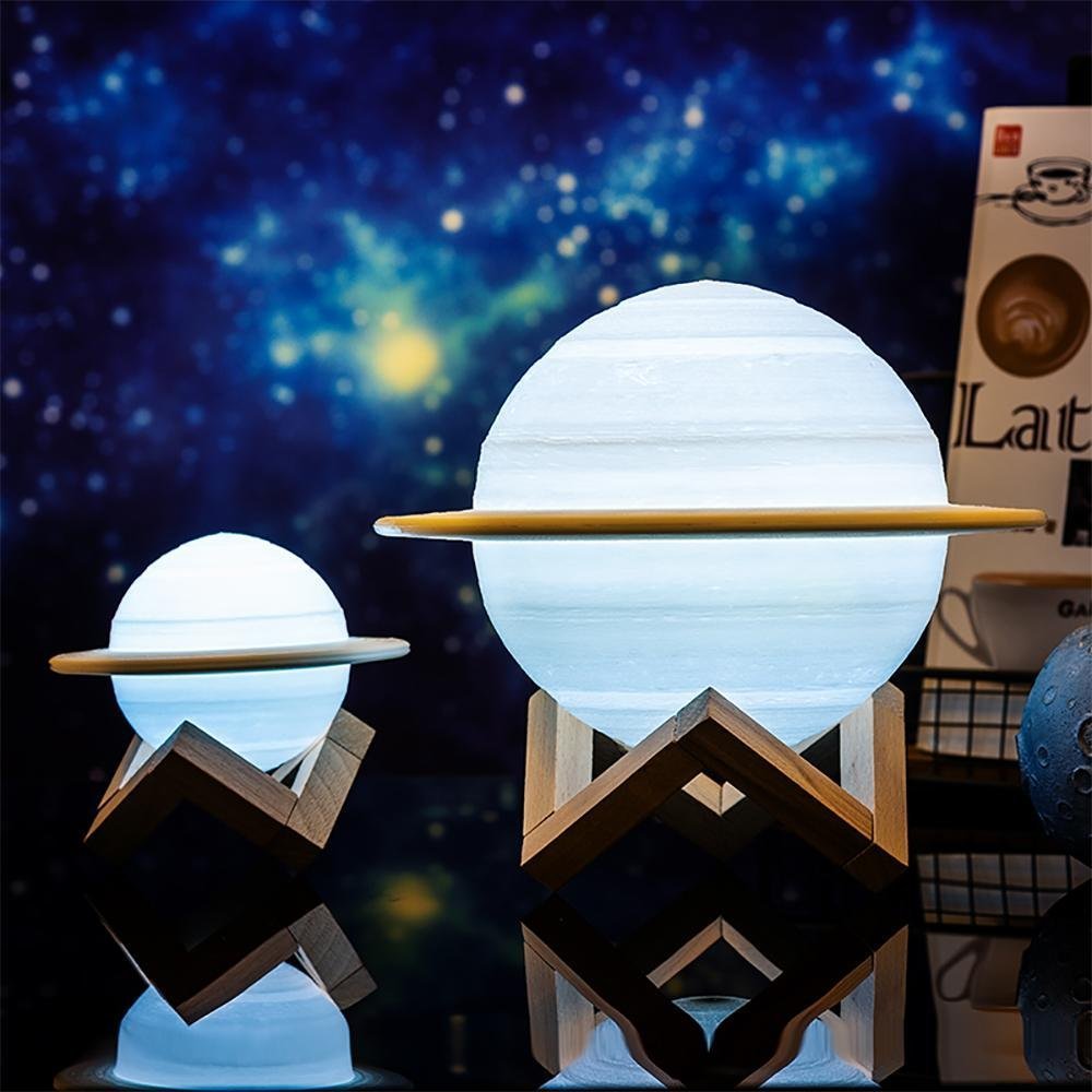Lampe LED imprimée en 3D saturne - الصورة 3