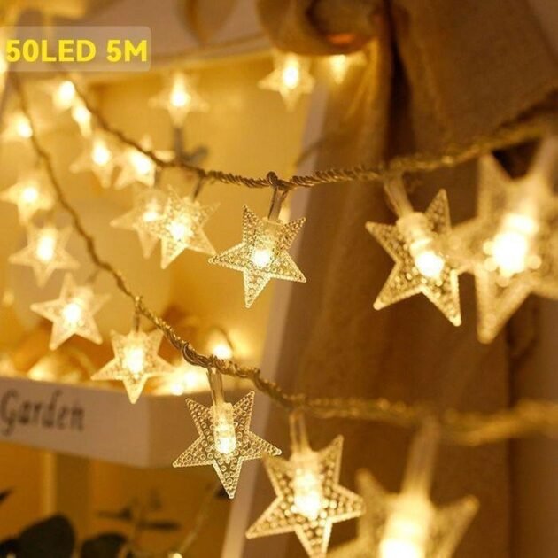 Guirlandes Lumineuses LED à Etoile 3M 2 Modes V8- أضواء سلسلة نجوم وضعان تزينية