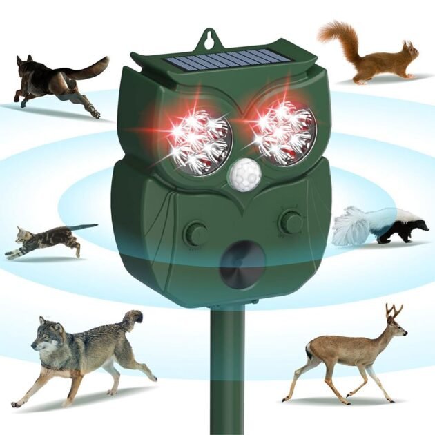 Répulsif pour animaux solaire à ultrasons et parasites en forme d'hibou