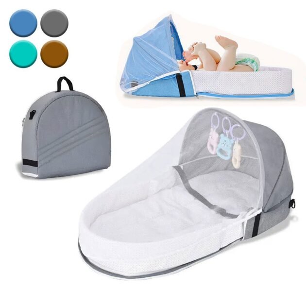 Lit et sac à langer pour enfants avec moustiquaire et auvent – سرير أطفال سهل النقل مع ناموسية مدمجة