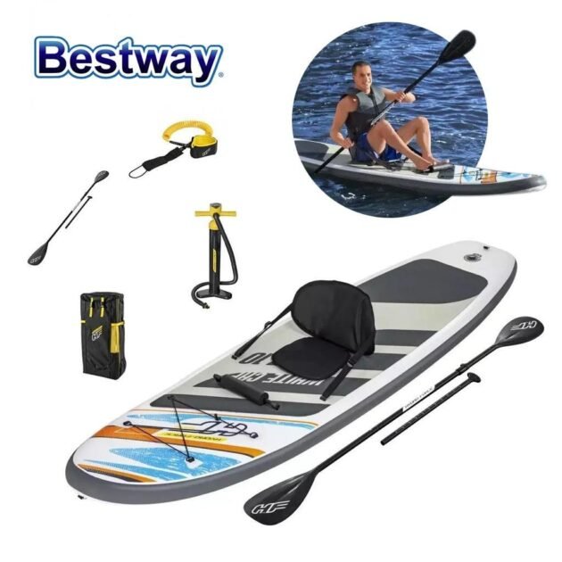 Hydro-Force White Cap Paddle gonflable Avec Pompe À Main Et Sac À Dos Bestway-65342