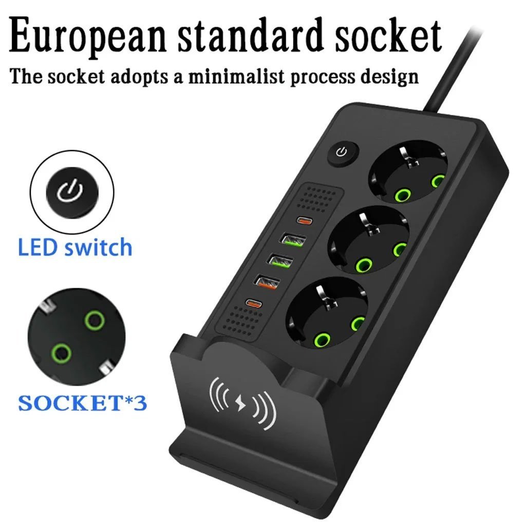 Multiprise 3 SOCKET 2500W avec USB, Type-C et chargement sans fil – مقبس طاقة وشاحن لاسلكي - الصورة 7