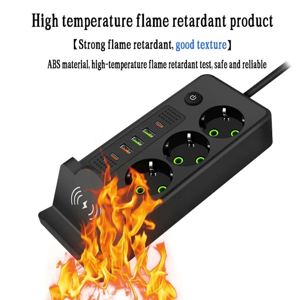 Multiprise 3 SOCKET 2500W avec USB, Type-C et chargement sans fil – مقبس طاقة وشاحن لاسلكي - الصورة 5