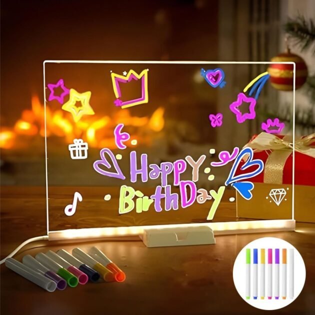 Tableau à Dessin LED coloré avec 7 stylos 40x30cm – لوحة مضيئة للرسم والتلوين