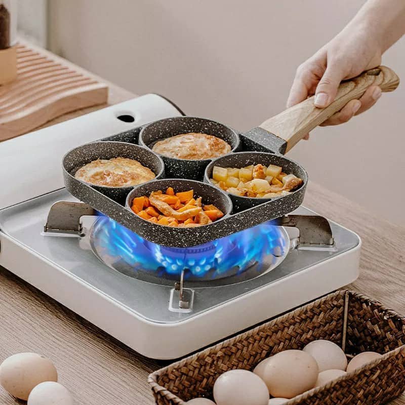 Poêle à crêpes et oeufs avec 4 trous en aluminium antiadhésive - الصورة 4