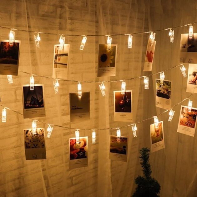Clips lumineux pour accrocher des photos décoration intérieure