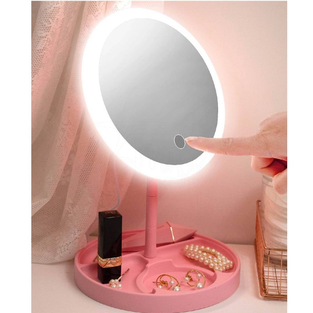 Miroir de maquillage de bureau avec lampe - الصورة 2