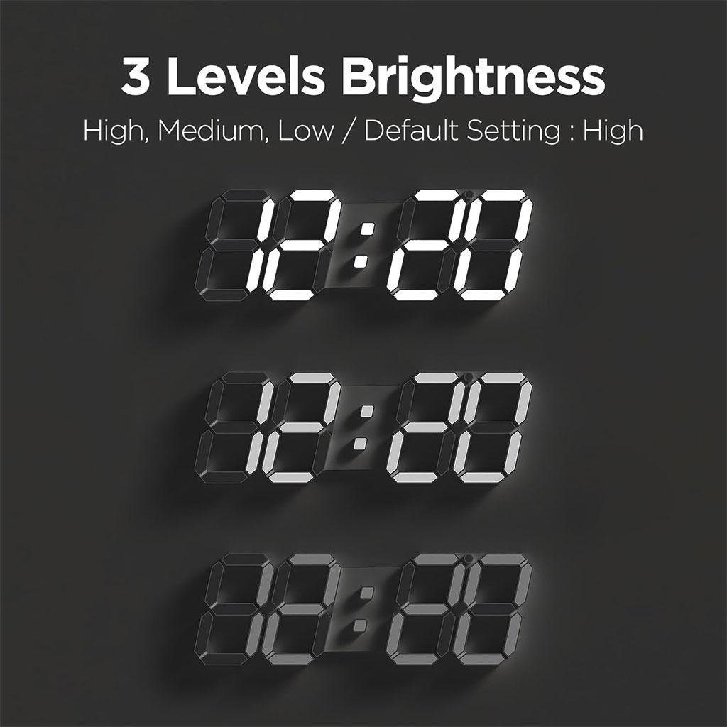Horloge Murale numérique LED Blanche 3D GH0720L – ساعة رقمية تصميم ثلاثي الأبعاد - الصورة 5