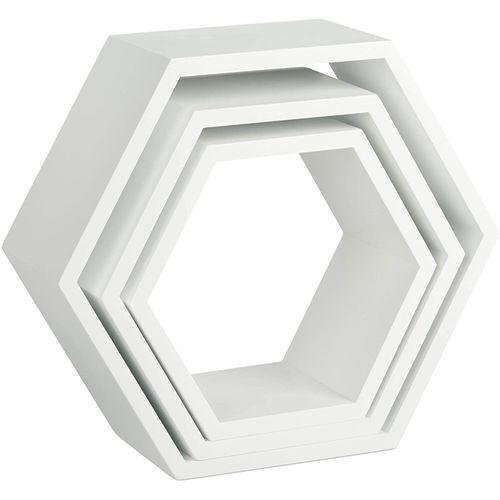 Lot de 3 Étagères Murales Décorative - Bois - Hexagonale - الصورة 5