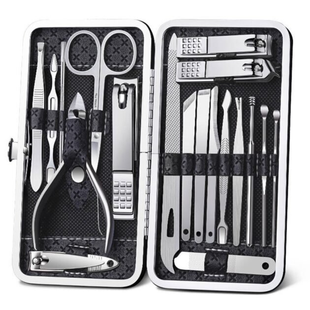 Ensemble de pédicure coupe-ongles 16 pièces avec ciseaux pince à épiler outils de manucure professionnels