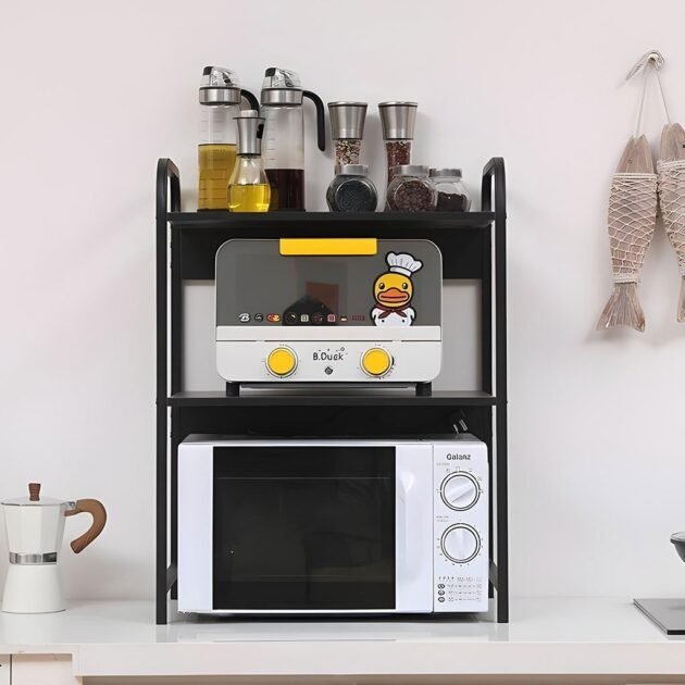 Support pour four à micro-ondes et étagère de rangement 3 étages – منظم أغراض وحامل ميكروويف