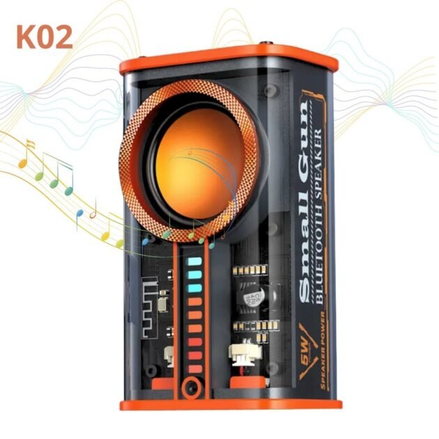 K07 Haut-parleurs compatible Bluetooth 5.0 Transparent sans fil  USB 3 LED