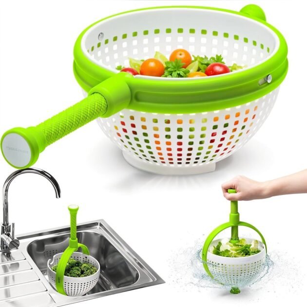 Panier D’égouttage Rotatif pour Fruits et Légumes Facile et Rapide – سلة غسل الخضار