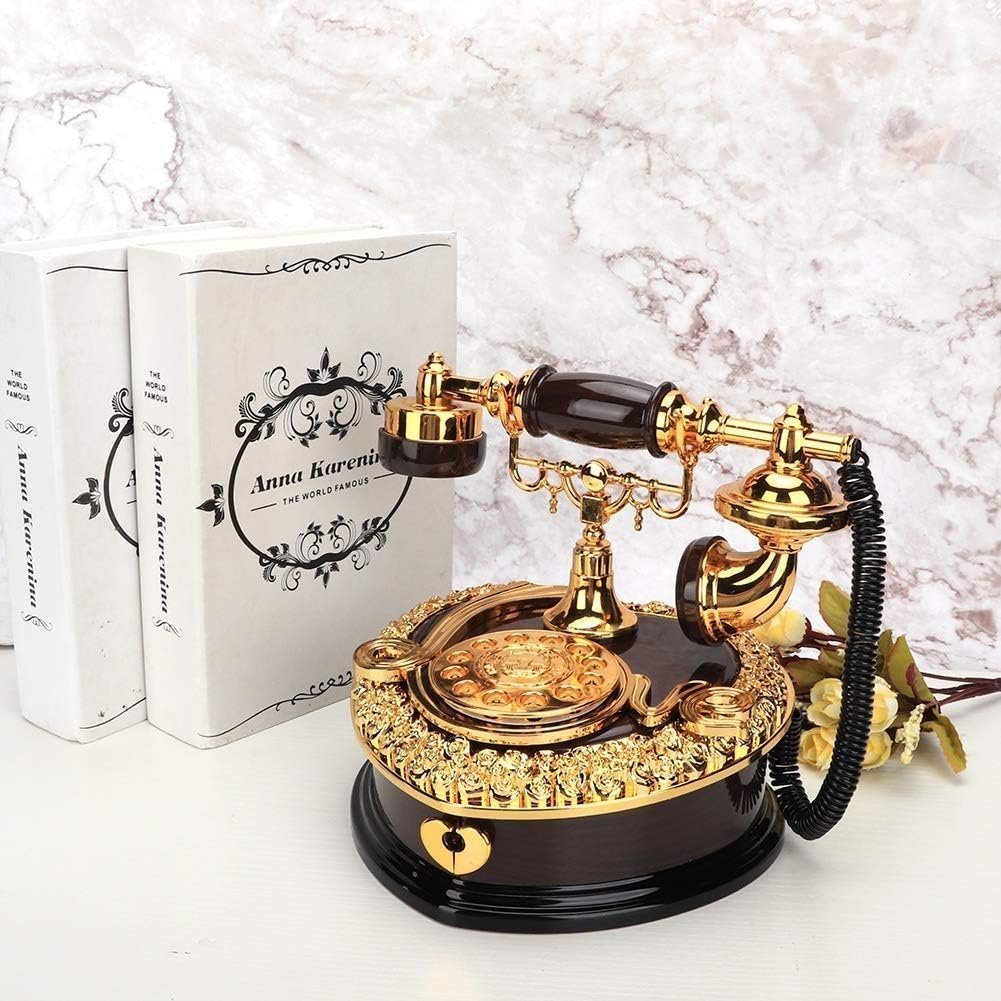 Boîte à musique créative en forme de cœur téléphone vintage décoration pour maison - الصورة 4