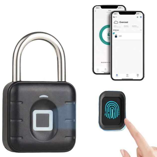 Cadenas à Empreintes Digitales étanche, Serrure Biométrique En Métal Sans Clé