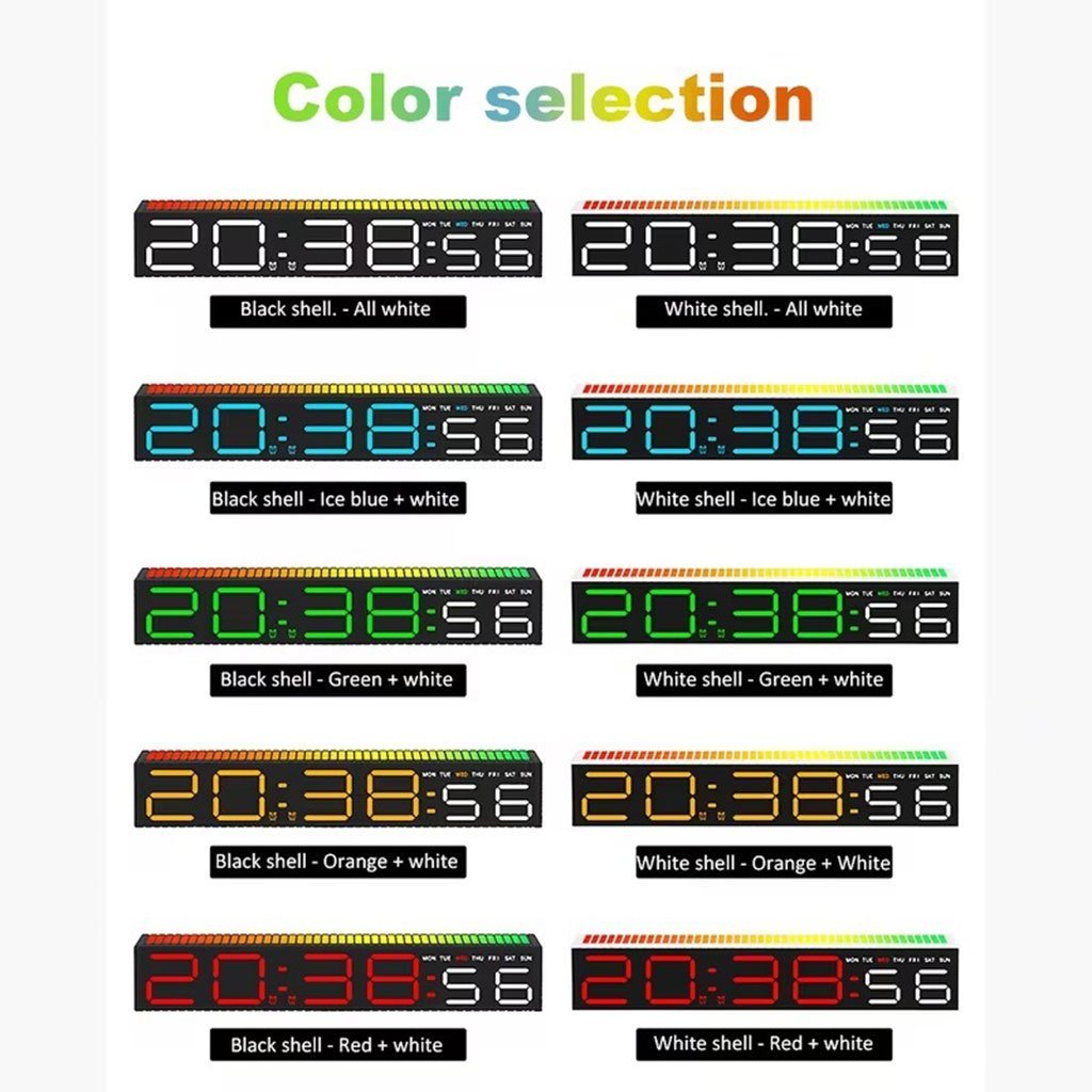 Horloge numérique LED générique avec capteur de rythme musicale – ساعة رقمية لتزيين المكتب - الصورة 5
