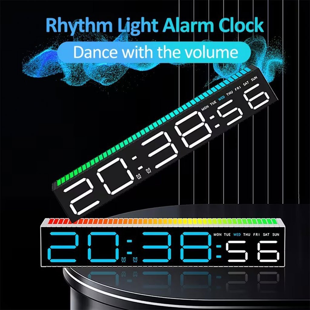Horloge numérique LED générique avec capteur de rythme musicale – ساعة رقمية لتزيين المكتب - الصورة 6