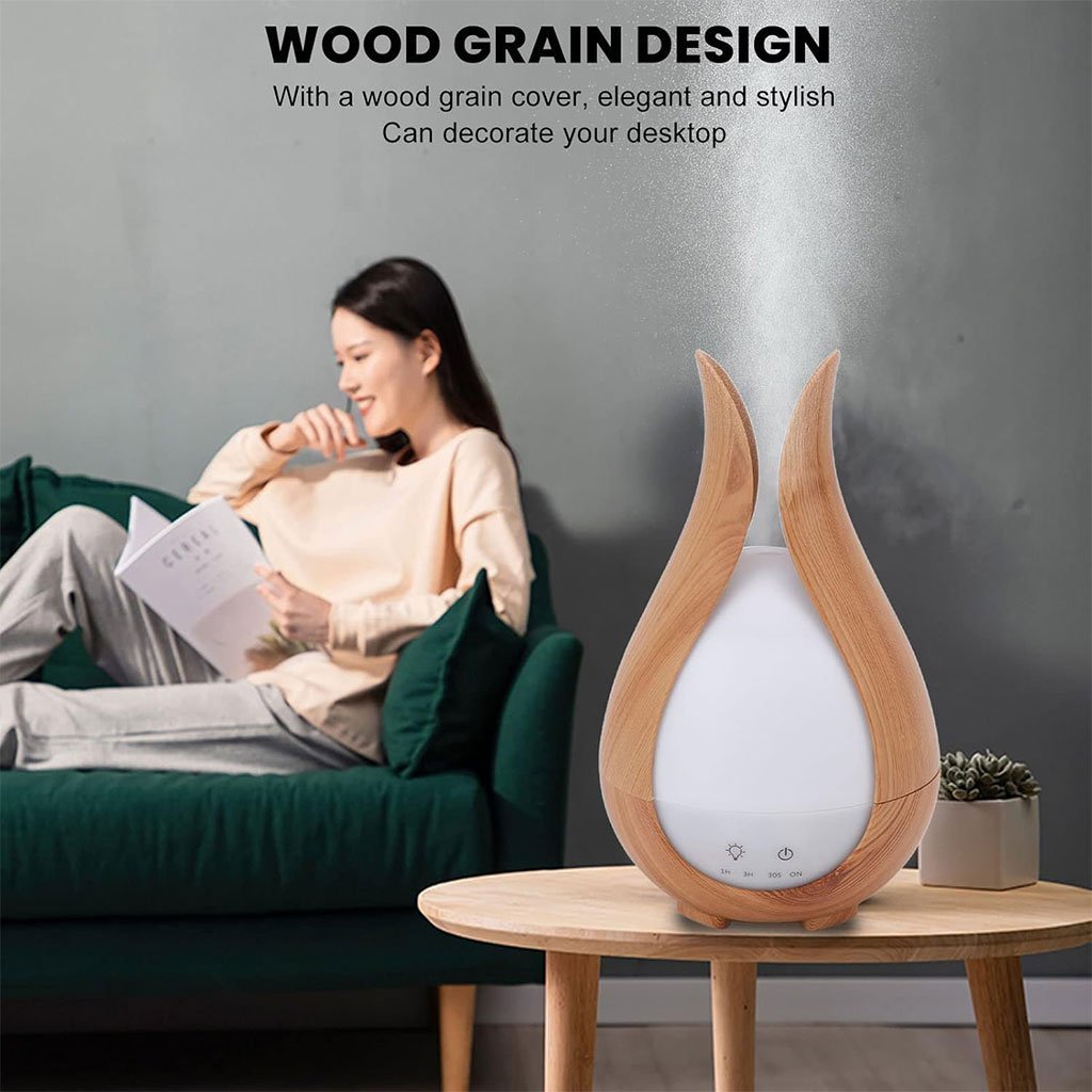 Humidificateur à Grain de Bois 200ml avec 7 Lumières de Couleur – معطر جو في الغرف - الصورة 4