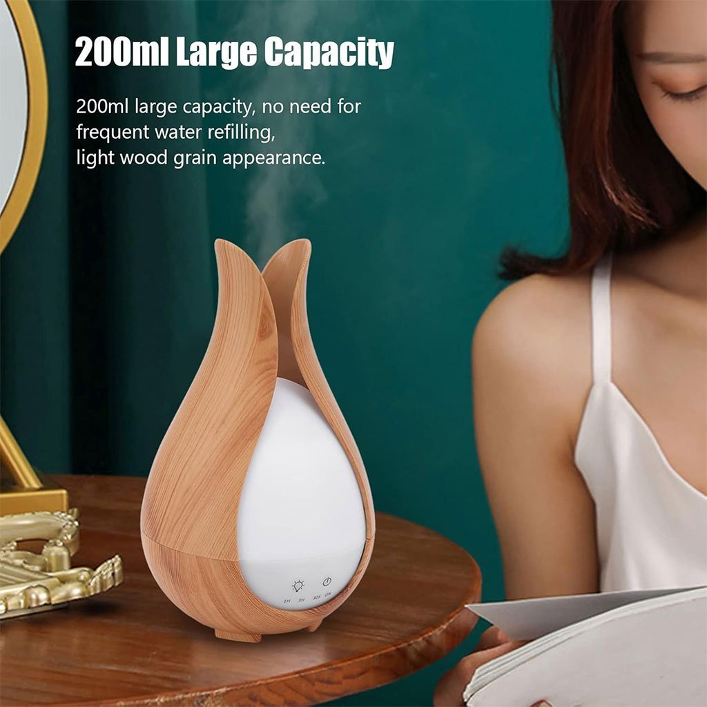 Humidificateur à Grain de Bois 200ml avec 7 Lumières de Couleur – معطر جو في الغرف - الصورة 5