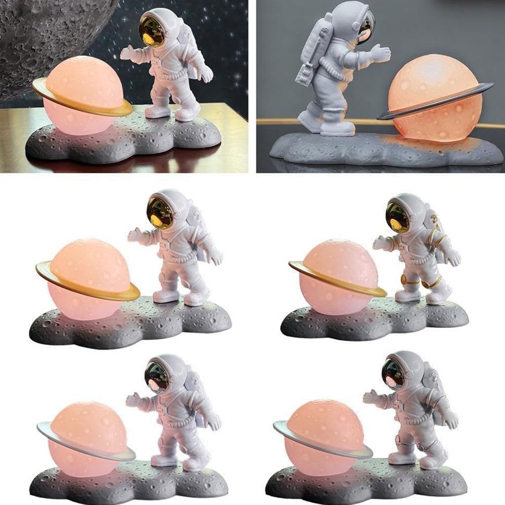 Astronaute Veilleuse Décoration De Bureau Lune Spaceman Résine - الصورة 3