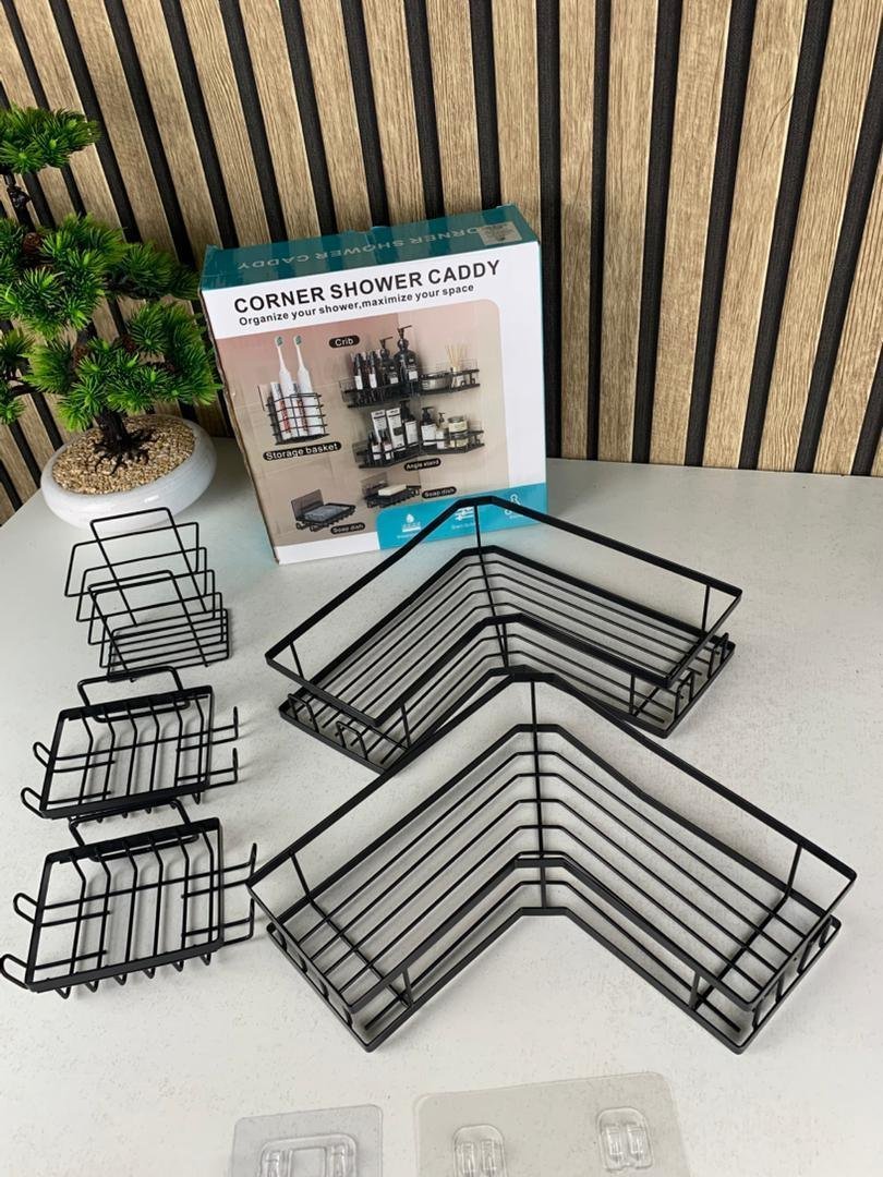 Étagère de rangement pour salle de bain 5pcs en acier inoxydable – طقم رفوف تنظيم للحمام - الصورة 3