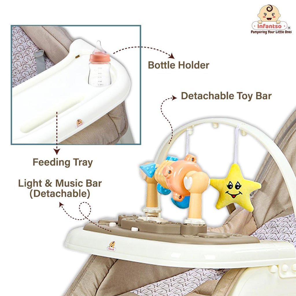 Chaise à bascule portable pour enfants avec poignée parentale inclinaison multi-positions – كرسي أطفال بعدة وضعيات للجلوس - الصورة 6