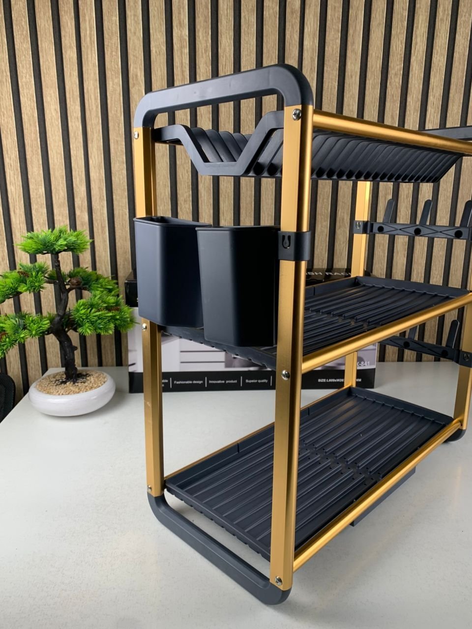 Egouttoir à Vaisselle en Aluminium de Haute Qualité 3 étages SX-841 – منظم أواني الغسيل - الصورة 2