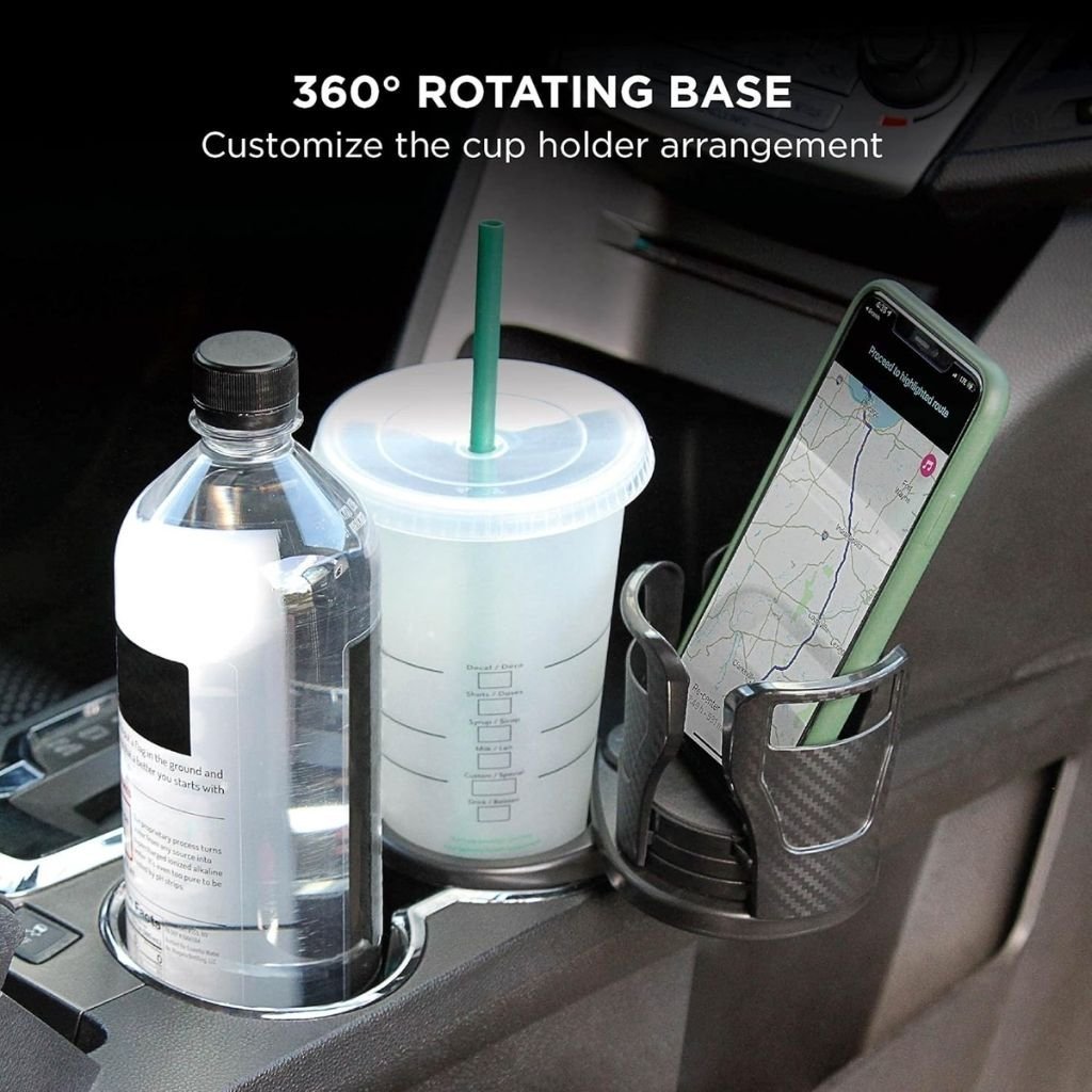 Porte-Gobelet Voiture Extensible 2-en-1 avec Base Rotative à 360° – حامل أكواب مزدوج قابل للتوسيع - الصورة 3