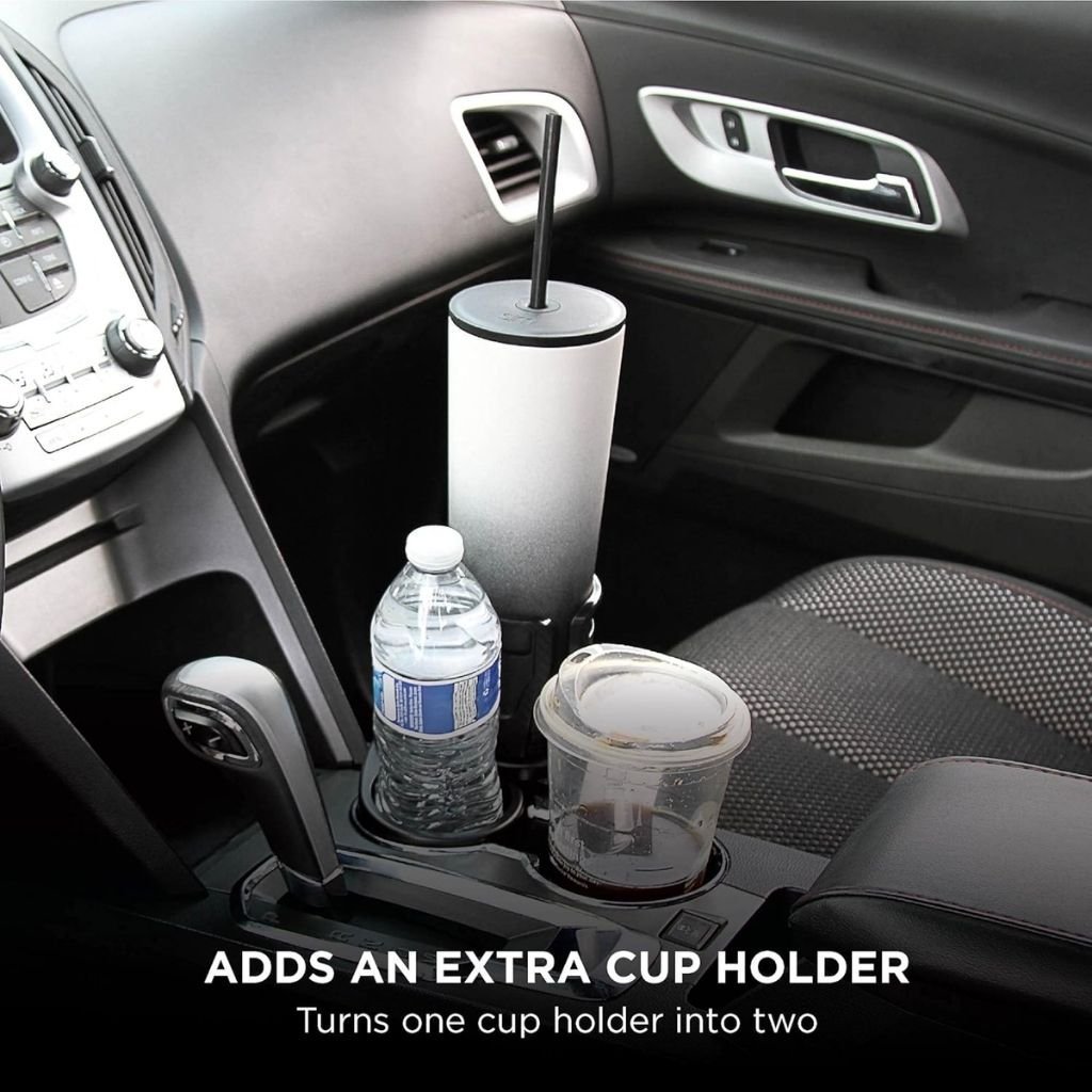 Porte-Gobelet Voiture Extensible 2-en-1 avec Base Rotative à 360° – حامل أكواب مزدوج قابل للتوسيع - الصورة 2