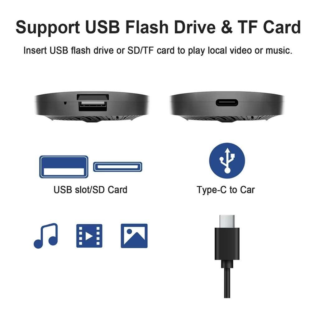 Box CarPlay Sans Fil Android 13 pour Voiture Stockage 32GB + 2GB RAM – جهاز ميديا بنظام أندرويد 13 - الصورة 6