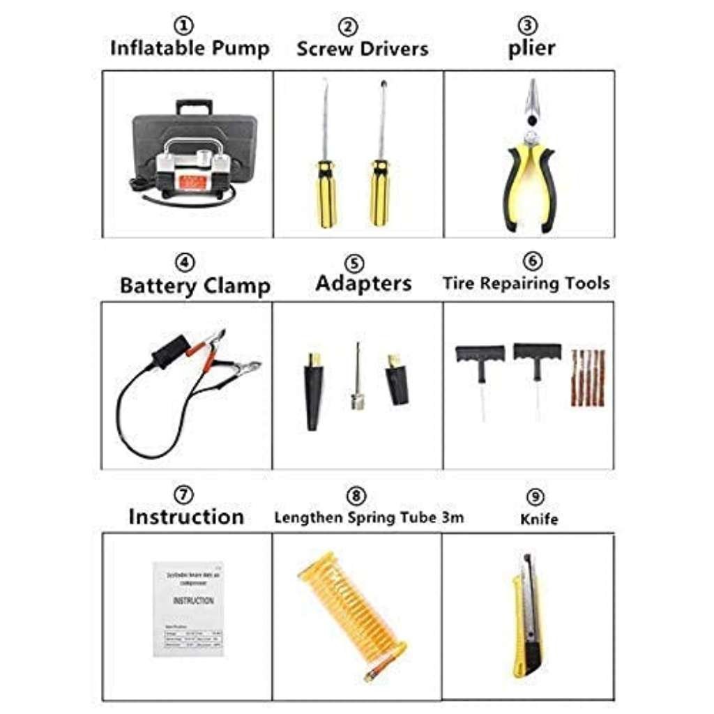 Compresseur d’Air Double Cylindre SHREESAMP avec Kit de réparation 12V -150PSI – مضخة هواء مزدوجة الأسطوانة مع أدوات التصليح - الصورة 4