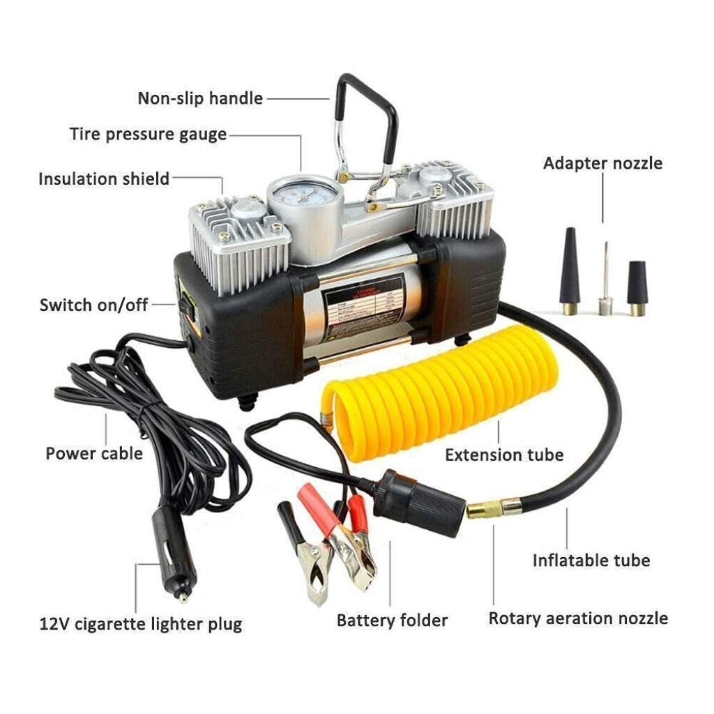 Compresseur d’Air Double Cylindre SHREESAMP avec Kit de réparation 12V -150PSI – مضخة هواء مزدوجة الأسطوانة مع أدوات التصليح - الصورة 6