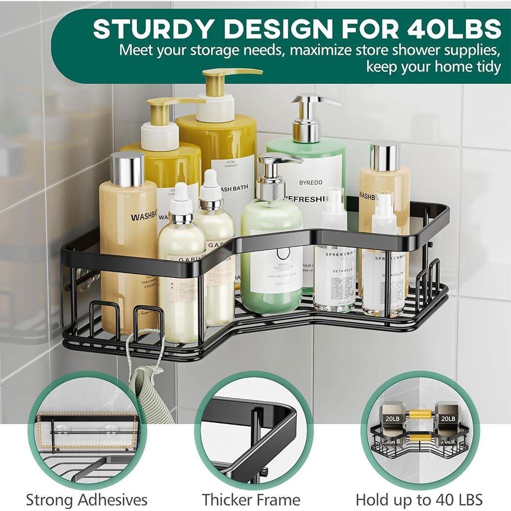 Étagère de rangement pour salle de bain 5pcs en acier inoxydable – طقم رفوف تنظيم للحمام - الصورة 8