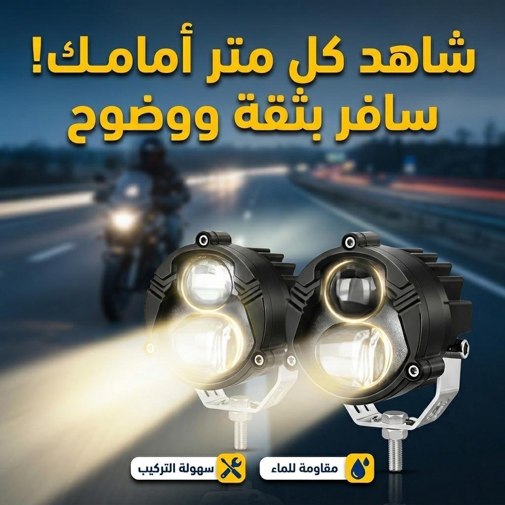 Paire de Phares Additionnels LED pour Moto – Projecteurs Anti-Brouillard 2Pcs – مصابيح دراجة نارية