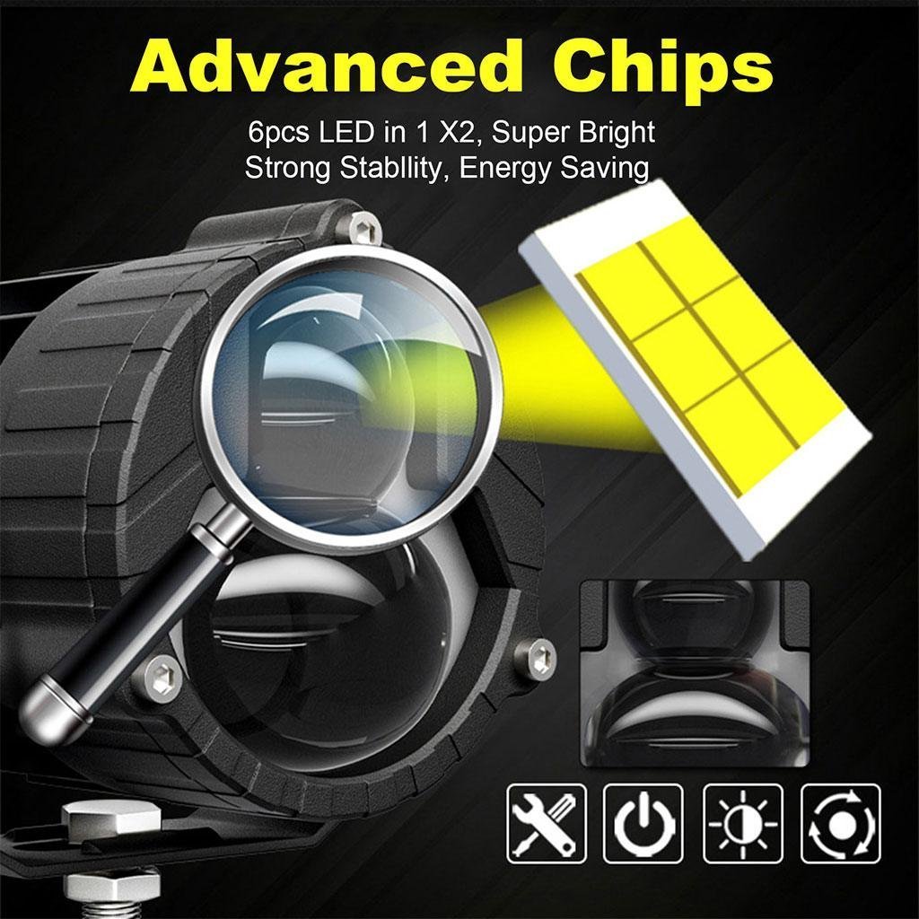 Paire de Phares Additionnels LED pour Moto – Projecteurs Anti-Brouillard 2Pcs – مصابيح دراجة نارية - الصورة 2