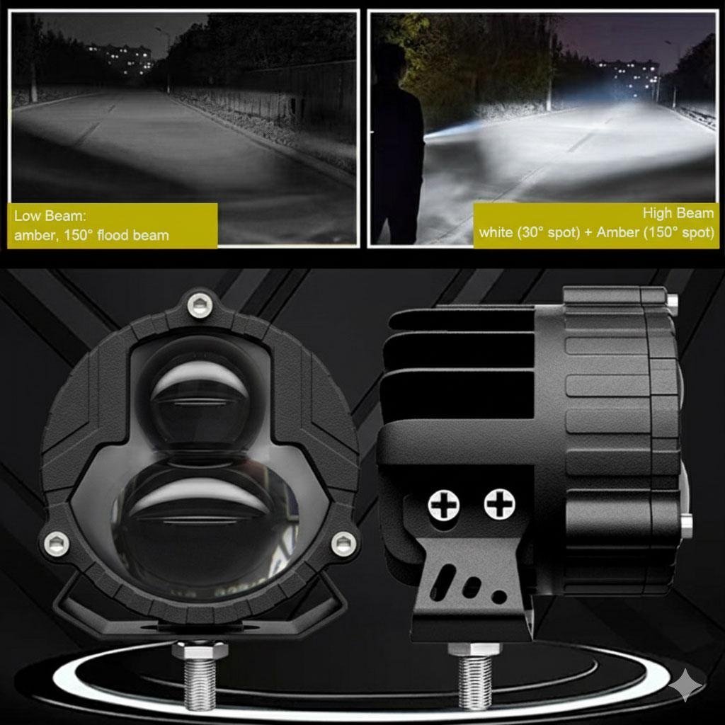 Paire de Phares Additionnels LED pour Moto – Projecteurs Anti-Brouillard 2Pcs – مصابيح دراجة نارية - الصورة 3