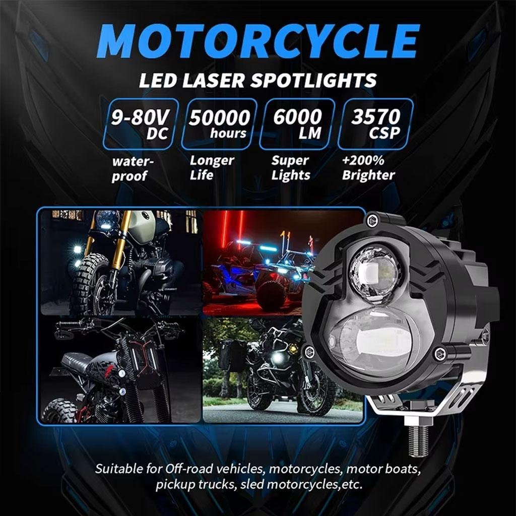 Paire de Phares Additionnels LED pour Moto – Projecteurs Anti-Brouillard 2Pcs – مصابيح دراجة نارية - الصورة 5
