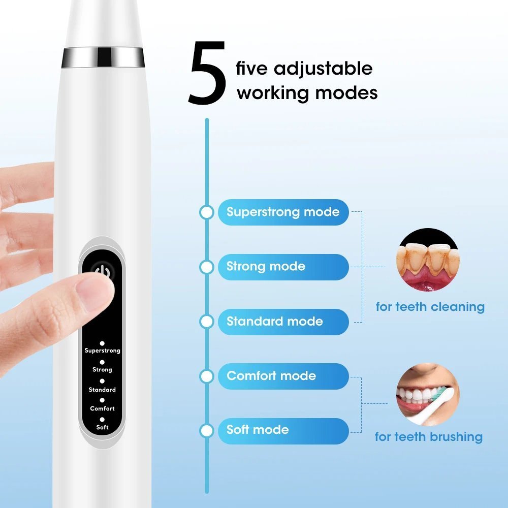 Détartreur dentaire et brosse à dents Électrique 5 Modes avec Miroir – قشارة الأسنان وفرشاة الأسنان الكهربائية 5 أوضاع مع مرآة - الصورة 4