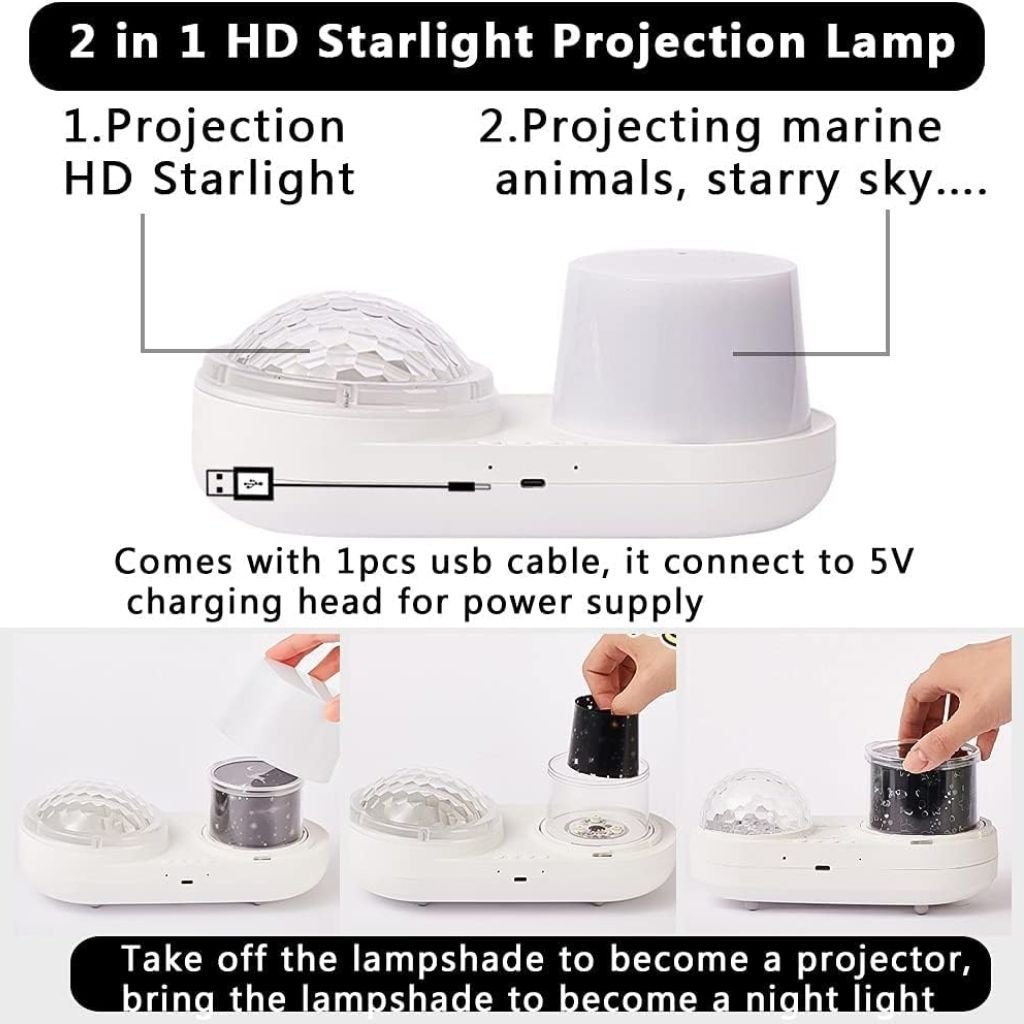 Projecteur de ciel étoilé pour enfants 2en1 - جهاز عرض ضوء ليلي بتصميم سماء النجوم للاطفال - الصورة 4