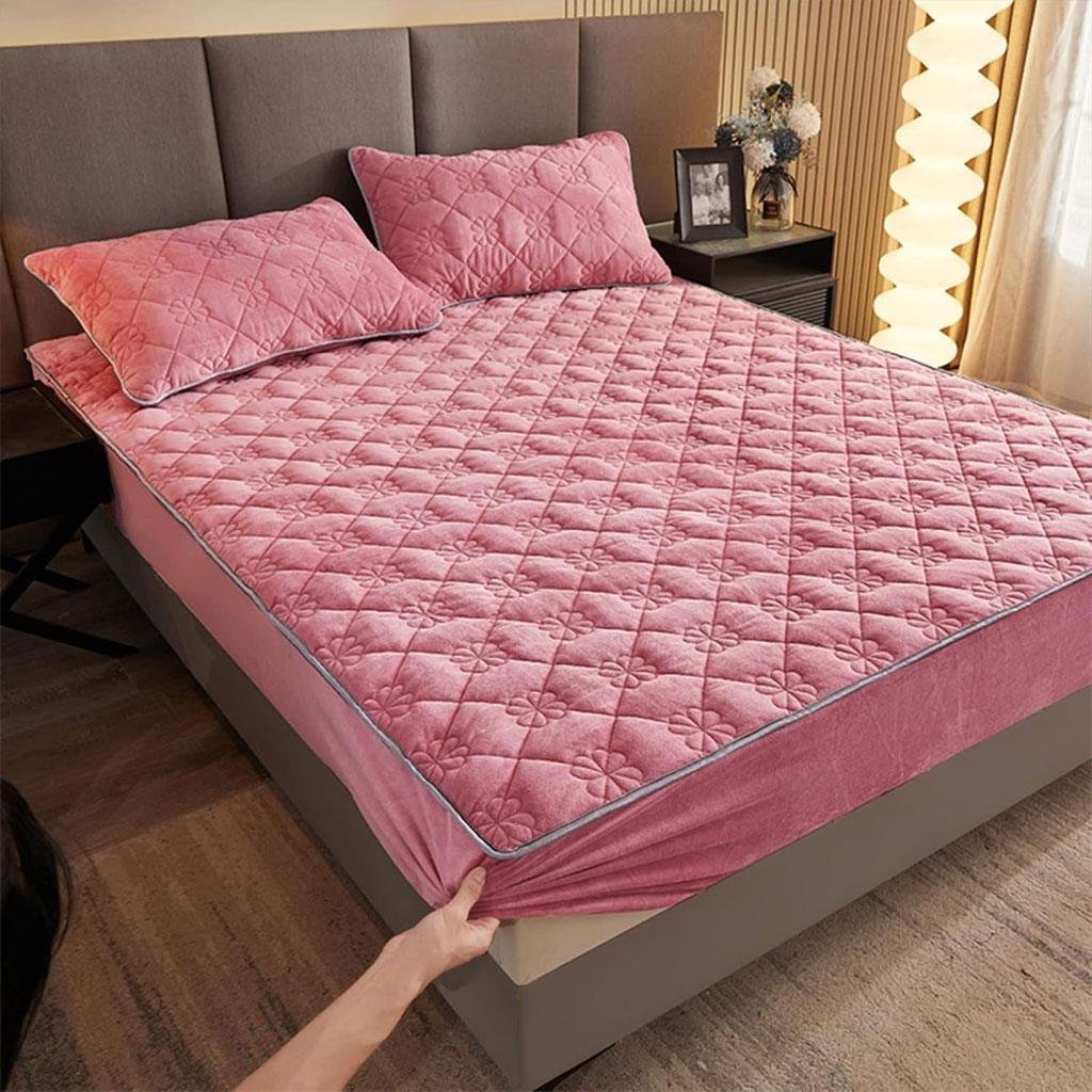 Ensemble 3Pcs Couvre-lit imperméable 2 Places Avec 2 Couvre Oreillers épais - الصورة 2