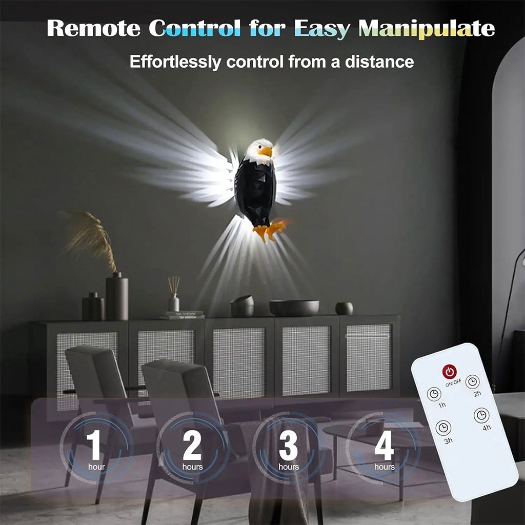 Applique murale LED en forme d’aigle à tête blanche Rechargeble avec Télécommande – مصباح ديكور على شكل نسر - الصورة 6
