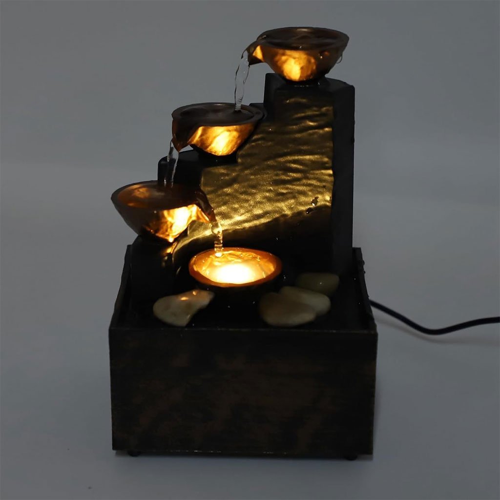 Fontaine à eau cascade avec éclairage LED pour décoration intérieure et ambiance V1 - الصورة 6