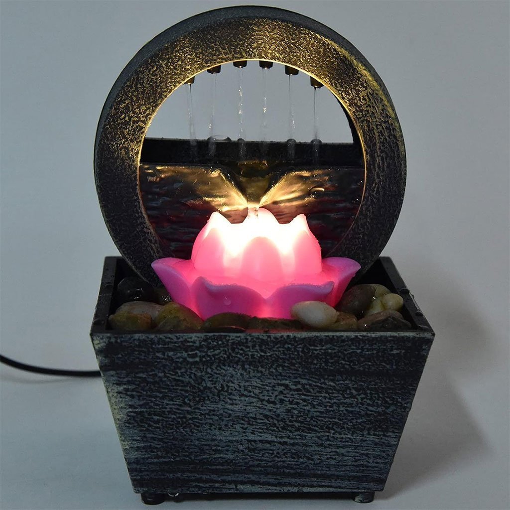 Fontaine à eau cascade avec éclairage LED pour décoration intérieure et ambiance V3 - الصورة 5