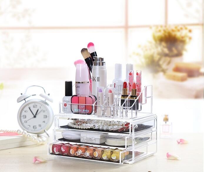 Boîte de rangement de maquillage acrylique avec 3 tiroirs - الصورة 4