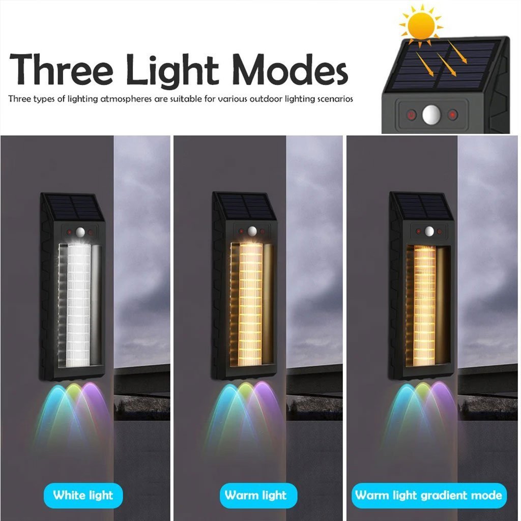 Lanterne Murale Solaire avec Lumière Colorées et Détecteur de Mouvements – مصباح خارجي يعمل بالطاقة الشمسية - الصورة 7