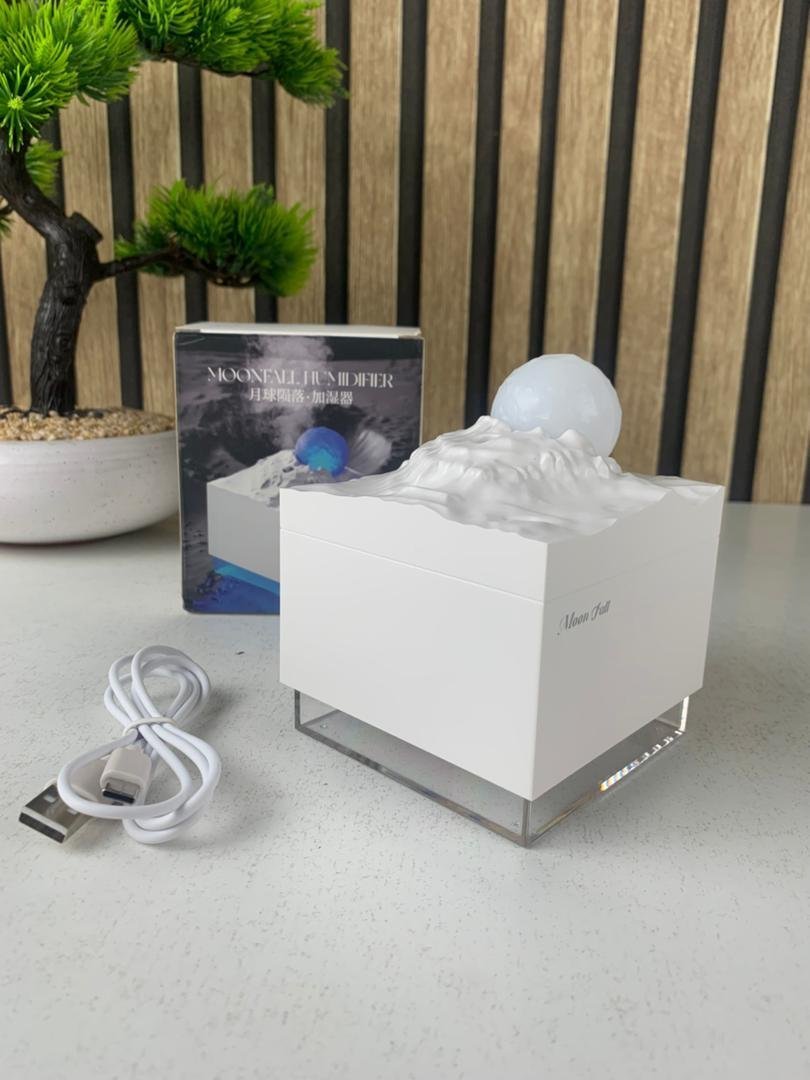 Humidificateur Cube 300 ml avec Veilleuse de Lune Colorée – معطر جو في الغرفة - الصورة 4