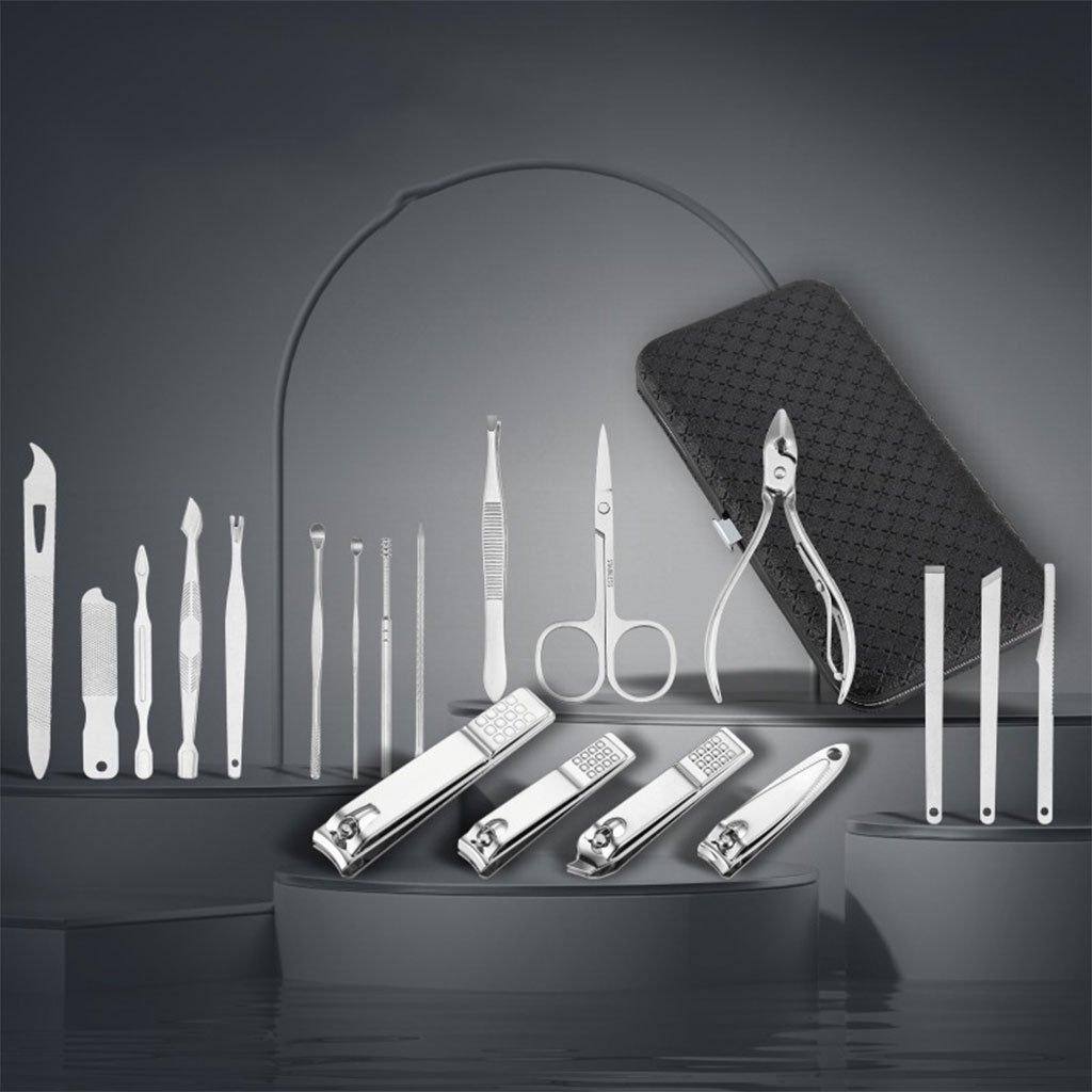 Ensemble de pédicure coupe-ongles 16 pièces avec ciseaux pince à épiler outils de manucure professionnels - الصورة 3